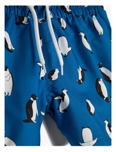 Koton Tie Waist Swimwear Penguin Print Mesh Lined.