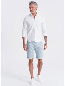 Ombre Clothing Pánske džínsové šortky s jemným prúžkom - svetlomodré V1 OM-SRDS-0129