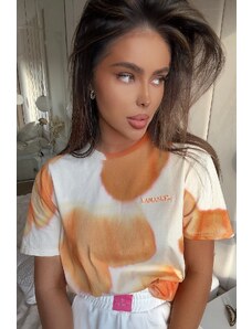 La Manuel Oranžové handmade bavlnené tričko L-O-V-E