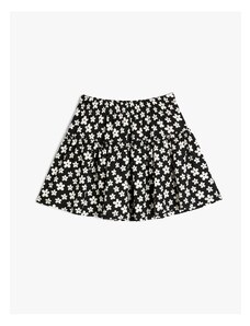 Koton Floral Mini Skirt with Elastic Waist and Frill Trim