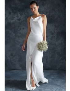 Trendyol Bridal White Satin Wedding/Wedding Long Evening Evening Dress