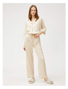 Koton Saténové pyžamové nohavičky s elastickým pásom rovných nohavíc