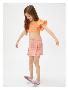 Koton Tweed Shorts Skirt With Elastic Waist Mini Size