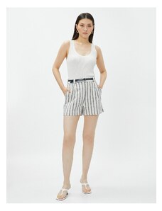 Koton Belted Shorts with Pockets Pleated Linen Blend