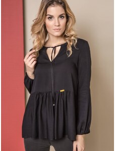 premium Blouse ONE with wide frill black