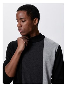 Koton Basic Knitwear Sweater Half Turtleneck Slim Fit Color Blocked