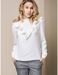 premium Lola blouse with frills at the front white