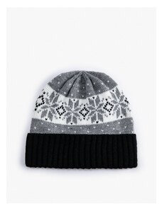 Koton Knit Beanie with Fold Detailed Winter Theme Patterned