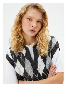 Koton Polo Neck Knitwear Sweater Diamond Patterned Soft Textured