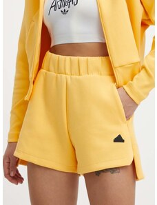 Šortky adidas Z.N.E dámske, žltá farba, s potlačou, vysoký pás, IS3927