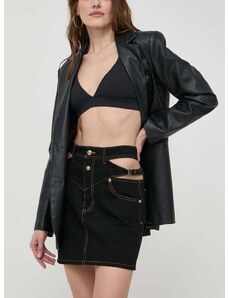 Sukňa Versace Jeans Couture čierna farba, mini, rovný strih, 76HAE858 DW060L54
