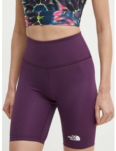 Športové krátke nohavice The North Face dámske, fialová farba, jednofarebné, vysoký pás, NF0A87JUV6V1