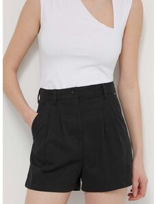 Šortky Tommy Jeans dámske,čierna farba,jednofarebné,vysoký pás,DW0DW17775