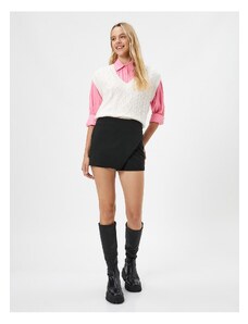 Koton Mini Shorts Skirt Double Breasted Asymmetrical Cut