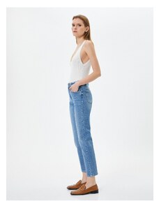 Koton Straight Leg Jeans Standard Waist Cotton Elastic Pocket - Eve Slim Jean
