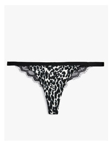 Koton Leopard Patterned String Panties Laced Viscose