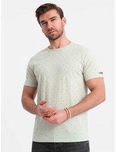 Ombre Clothing Pánske tričko s ozdobným efektom konfiet - zelené V4 OM-TSCT-0178