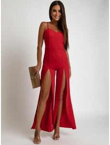 FASARDI Red summer jumpsuit with slits