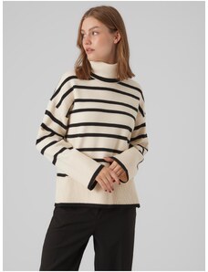 Black and cream women's striped sweater VERO MODA Saba - Women