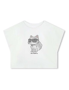 Detské bavlnené tričko Karl Lagerfeld biela farba