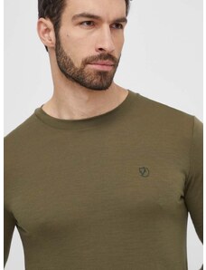 Vlnené tričko s dlhým rukávom Fjallraven Abisko Wool zelená farba, jednofarebný, F87194