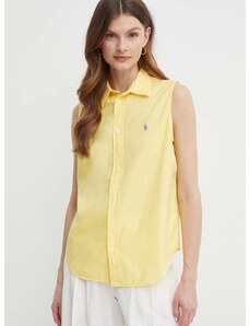 Bavlnená košeľa Polo Ralph Lauren dámska,žltá farba,regular,s klasickým golierom,211906512