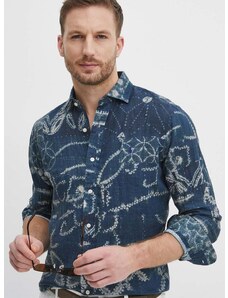Ľanová košeľa Polo Ralph Lauren regular,s talianskym golierom,710934647