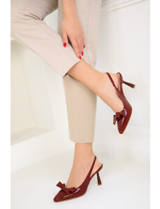 SOHO Klaret červené lakované dámske topánky na podpätku