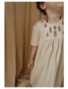 Cigit Ľanové šaty s potlačou etnického vzoru 2-7 rokov Natural