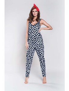 Italian Fashion Mirabella women's jumpsuit with wide straps, long trousers - print