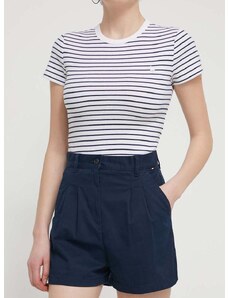 Šortky Tommy Jeans dámske,tmavomodrá farba,jednofarebné,vysoký pás,DW0DW17775