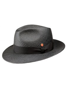 Panamský čierny klobúk Trilby s menšou krempou s čiernou stuhou - ručne pletený, UV faktor 80 - Ekvádorská panama - Mayser Maleo