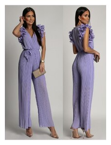 FASARDI Pleated jumpsuit with ruffles, lilac