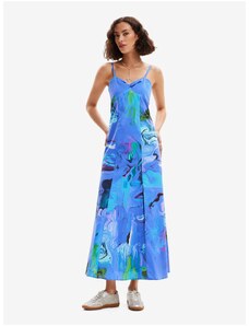 Women's Blue Floral Maxi Dress Desigual Bleu - Women