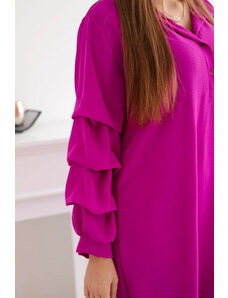 K-Fashion Oversized šaty s ozdobnými rukávy fialka