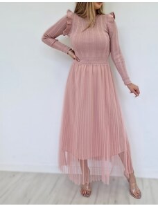 Dlhé šaty s tylovou sukňou - ružové