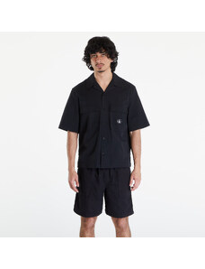 Pánska košeľa Calvin Klein Jeans Seersucker Short Sleeve Shirt Black