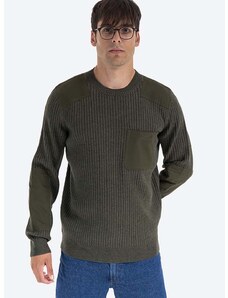 Vlnený sveter A.P.C. WVBAK.H23052-KHAKI, pánsky, zelená farba, tenký