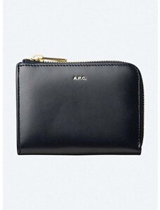 Kožená peňaženka A.P.C. PXAWV.F63166-DARKNAVY, tmavomodrá farba
