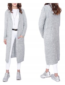 Fashionweek Neobvyklý pletený kabát s kapucňou maxi dĺžka NB5655