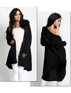 Fashionweek Maxi dlhý farebný sveter, cardigan, blazer s kapucňu/3681