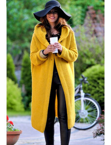 Fashionweek Dámsky exclusive elegantný farebný sveter kabát s kapucňou HONEY S/M/L