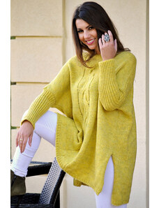 Fashionweek Dlhý ozdobne pletený sveter oversize JK-OLIVIA