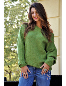 Fashionweek Oversize elegantný sveter s carmen výstrihom pre chladné dni JK19 / LILI