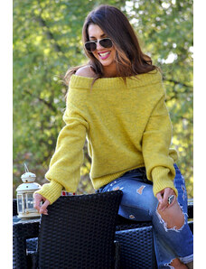 Fashionweek Oversize elegantný sveter s carmen výstrihom pre chladné dni JK19 / LILI