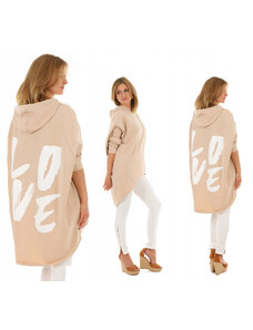 Fashionweek Dámska mikina Oversized bavlnená mikina s kapucňou LOVE MF525