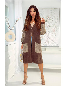 Fashionweek Luxusný pletený kabát so zdobenými rukávmi NORA