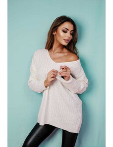 Fashionweek Luxusný sveter dámsky s výstrihom do V pre moletky NB10109