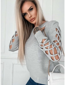 Fashionweek Pletený sveter s ozdobnými rukávmi a okrúhlym výstrihom NB5918