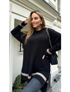 Fashionweek Dámska pletená svetrová tunika dlhý sveter asymetrický strih prémiová kvalita JK-KIRA